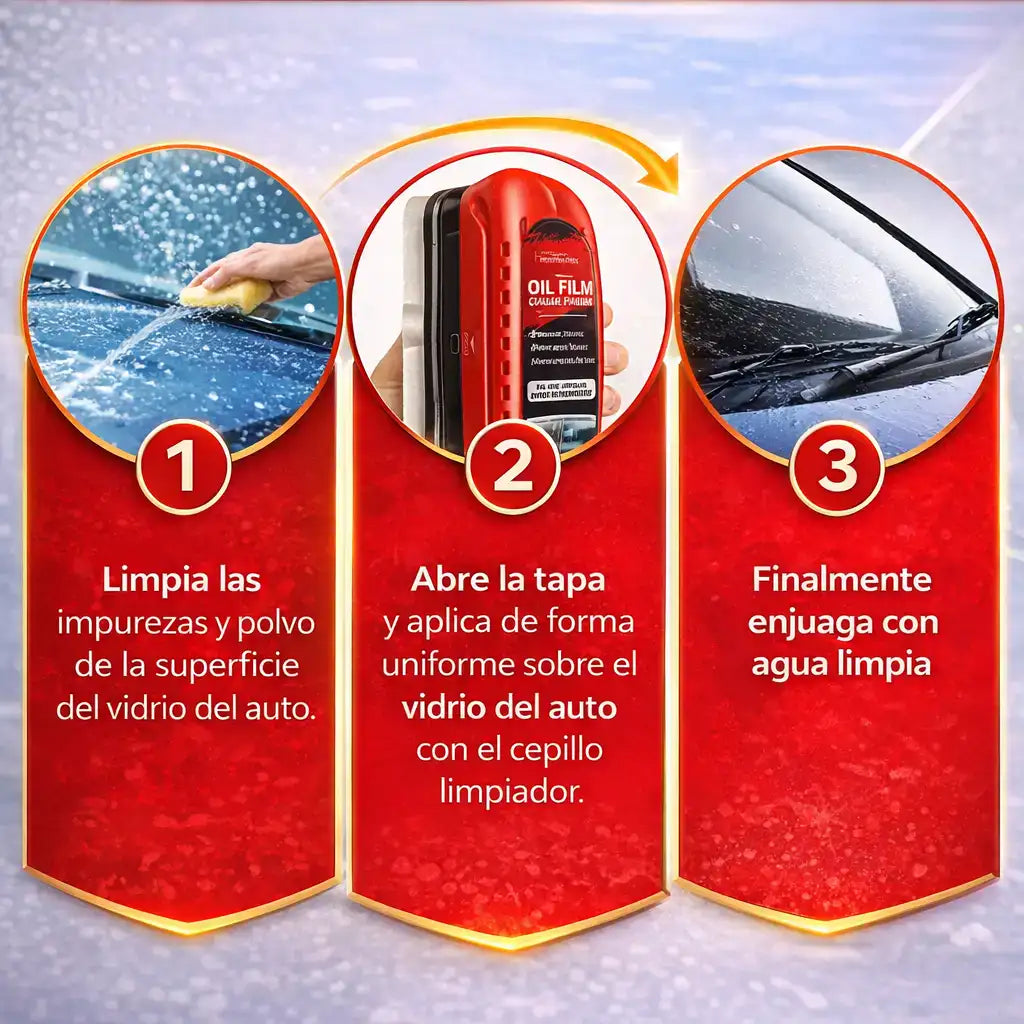 Oil Film™ | 2x1 Eliminador de grasa para parabrisas