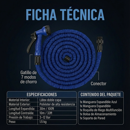 HydroFlex Pro™ | Manguera Expandible de 30 Metros